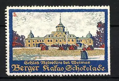 Künstler-Reklamemarke Sigmund von Suchodolski, Weimar, Schloss Belvedere, Berger Kakao & Schokolade