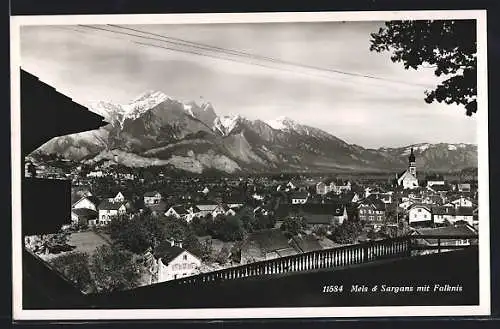 AK Mels-Sargans, Ortsansicht mit Blick gen Falknis