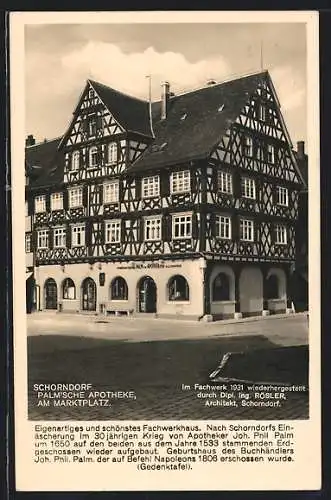 AK Schorndorf / Württ., Palmsche Apotheke am Marktplatz