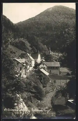 AK St. Anton an der Jessnitz, Ortsansicht mit Rabennestkogel