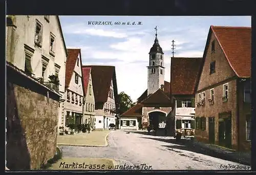 Künstler-AK Eugen Felle: Bad Wurzach, Marktstrasse & unteres Tor