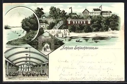 Lithographie Berlin-Zehlendorf, Gasthaus Schloss Schlachtensee