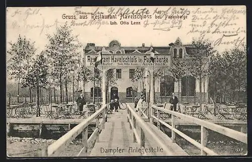 AK Papenberge, Restaurant Havelschloss, Inh. Otto Lenz, Dampfer-Anlegestelle