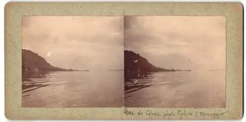Stereo-Fotografie unbekannter Fotograf, Ansicht Menaggio, Lac de Como mit Blick nach Menaggio