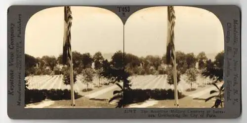 Stereo-Fotografie Keystone View Company, Meadville, Ansicht Suresnes, US Military Cemetery