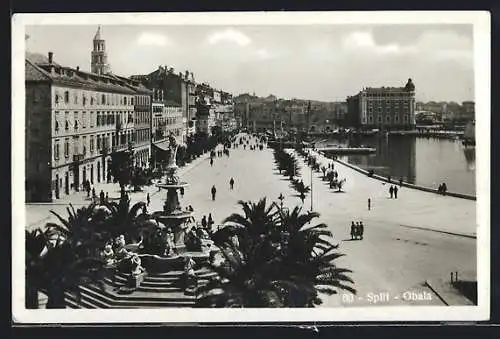 AK Split, Blick auf die Küstenpromenade