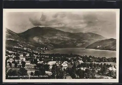 AK Seeboden am Millstättersee, Teilansicht mit Bergen