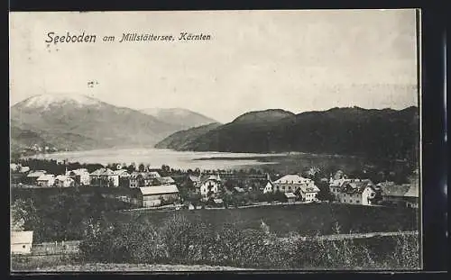 AK Seeboden am Millstättersee, Teilansicht mit Bergen