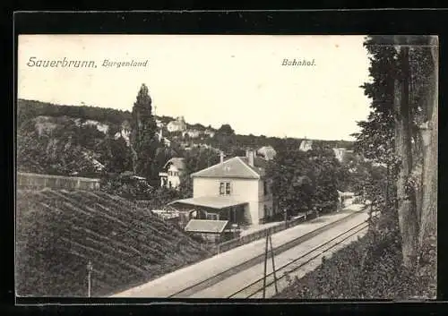 AK Sauerbrunn, Bahnhof aus der Vogelschau