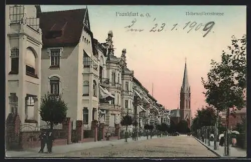 AK Frankfurt / Oder, Blick in die Hohenzollernstrasse
