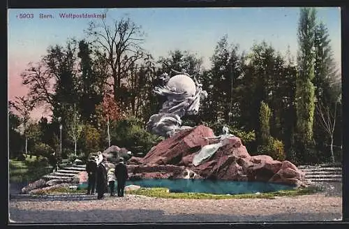 AK Bern, Weltpostdenkmal mit Park