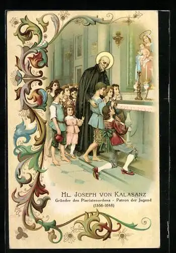 AK Schutzpatron der Jugend, Heiliger Joseph von Kalasanz mit vielen Kindern