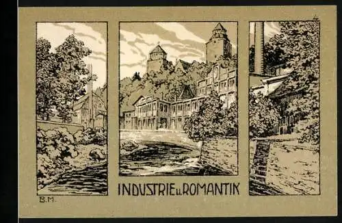 Notgeld Eilenburg, 50 Pfennig, Industrie und Romantik