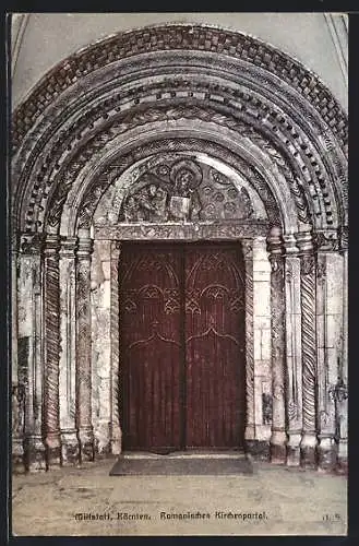 AK Millstatt, Romanisches Kirchenportal