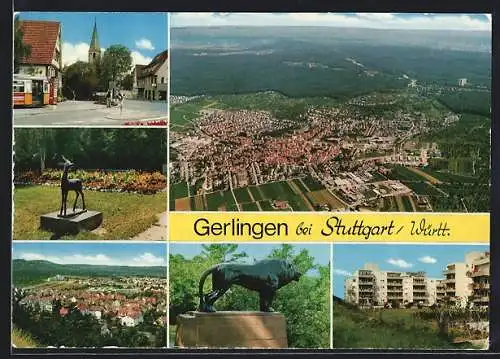 AK Gerlingen bei Stuttgart, Sechs Ansichten von Stadt und Umgebung