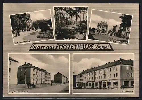 AK Fürstenwalde /Spree, Mühlenstrasse, Ernst-Thälmann-Strasse, Ring der Freundschaft