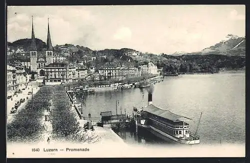 AK Luzern, Promenade mit Kirche