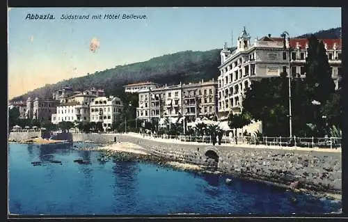 AK Abbazia, Südstrand mit Hotel Bellevue