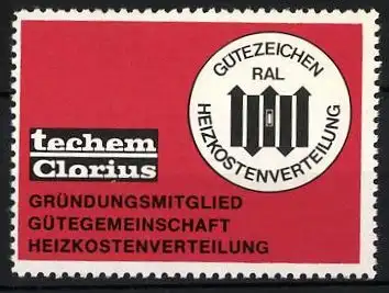 Reklamemarke techem Clarius, Gründungsmitglied Gütegemeinschaft & Heizkostenverteilung