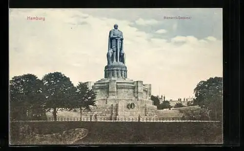 AK Hamburg-St.Pauli, Bismarck-Denkmal