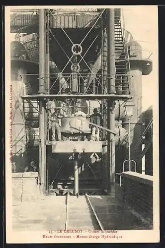 AK Le Creusot, Usines Schneider, Hauts fourneaux, Monte-charge Hydraulique