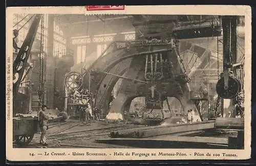 AK Le Creusot, les usines Schneider, la halle de forgeage au marteau-pilon, le pilon de 100 tonnes