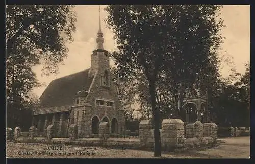 AK Lützen, Gustav Adolf-Denkmal und Kapelle