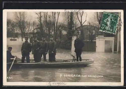 AK Asnières, Les sauvetages, Hochwasser