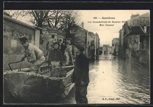 AK Asnières, Inondations 1910, Rue Dussau