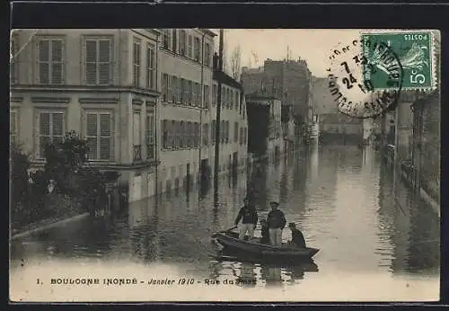 AK Boulogne, Inondé 1910, Rue du Port