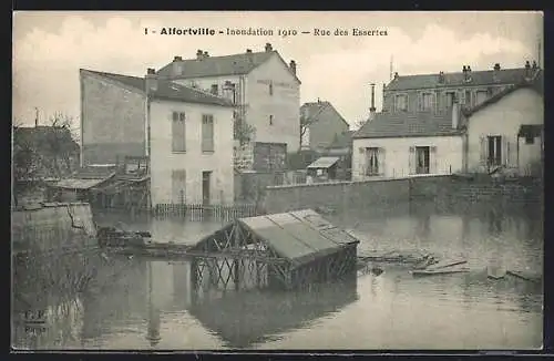 AK Alfortville, Inondation 1910, Rue des Essertes