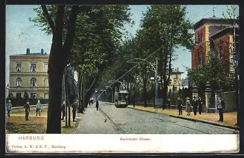 AK Hamburg-Harburg, Strassenbahn in der Buxtehuderstrasse