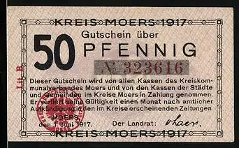 Notgeld Moers 1917, 50 Pfennig, Wappen