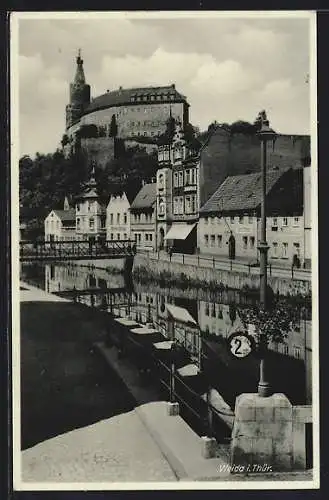 AK Weida in Thür., Teilansicht mit Schloss