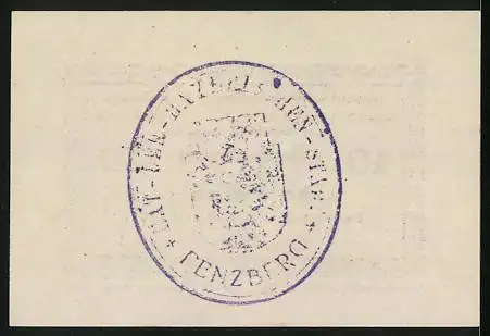 Notgeld Penzberg 1917, 10 Pfennig, gedruckt von J. P. Himmer, Augsburg