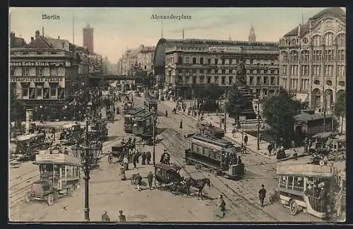 AK Berlin, Strassenbahn am Alexanderplatz