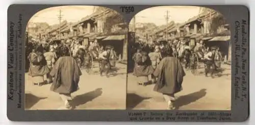 Stereo-Fotografie Keystone View Co., Meadville, Ansicht Yokohama, Shops and Crowds in a business Street, Japan