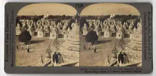 Stereo-Fotografie Keystone View Co., Meadville, Ansicht Mandalay, Nort Section of the 450 Pagodas in Mandalay