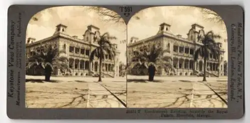 Stereo-Fotografie Keystone View Co., Meadville, Ansicht Honolulu, Government Building, Formerly the Royal Palace