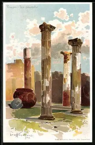 Künstler-Lithographie Pompei, Un peristilio