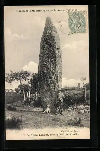 AK Quintin, La Roche Longue mit Passant und Hund