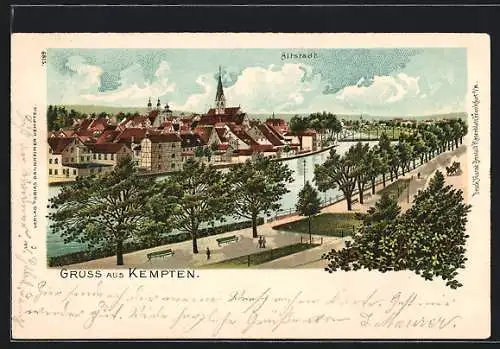 Lithographie Kempten, Partie aus der Altstadt