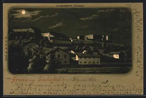 Mondschein-Lithographie Eichstätt, Ortsansicht in der Nacht