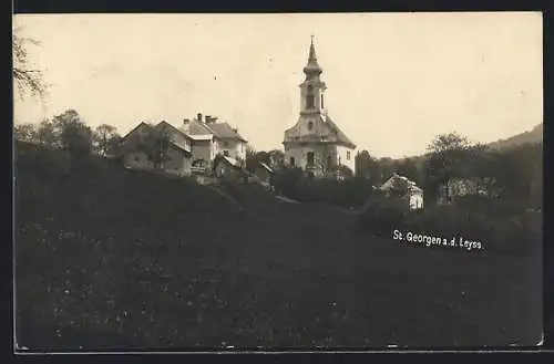 AK St. Georgen an der Leys, Ortspartie mit Kirche