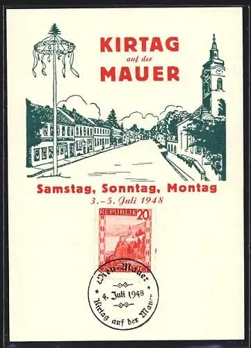 Künstler-AK Wien-Mauer, Kirtag auf der Mauer 1948