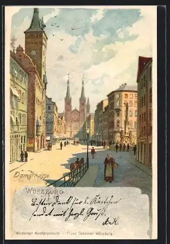 Lithographie Würzburg, Domstrasse