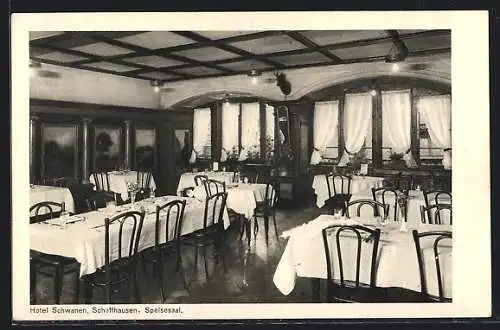 AK Schaffhausen, Speisesaal des Hotel Schwanen