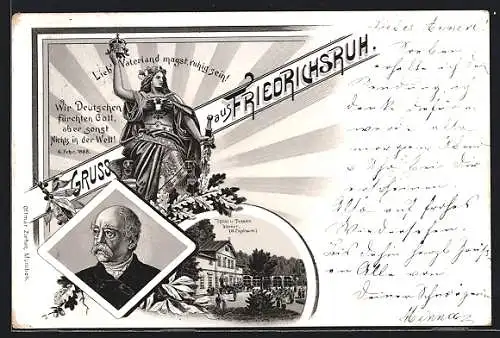 Lithographie Friedrichsruh, Hotel und Pension Werner, Otto von Bismarck