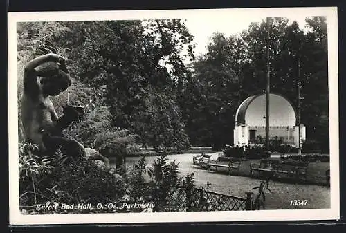 AK Bad Hall, Kurpark mit Musikpavillon