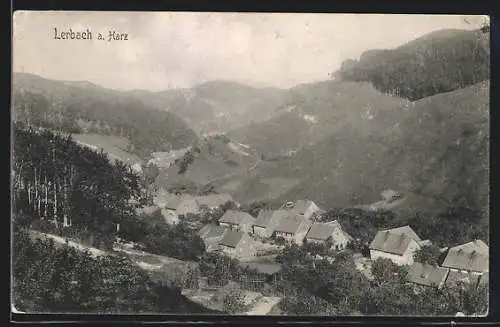 AK Lerbach a. Harz, Ortsansicht aus der Vogelschau